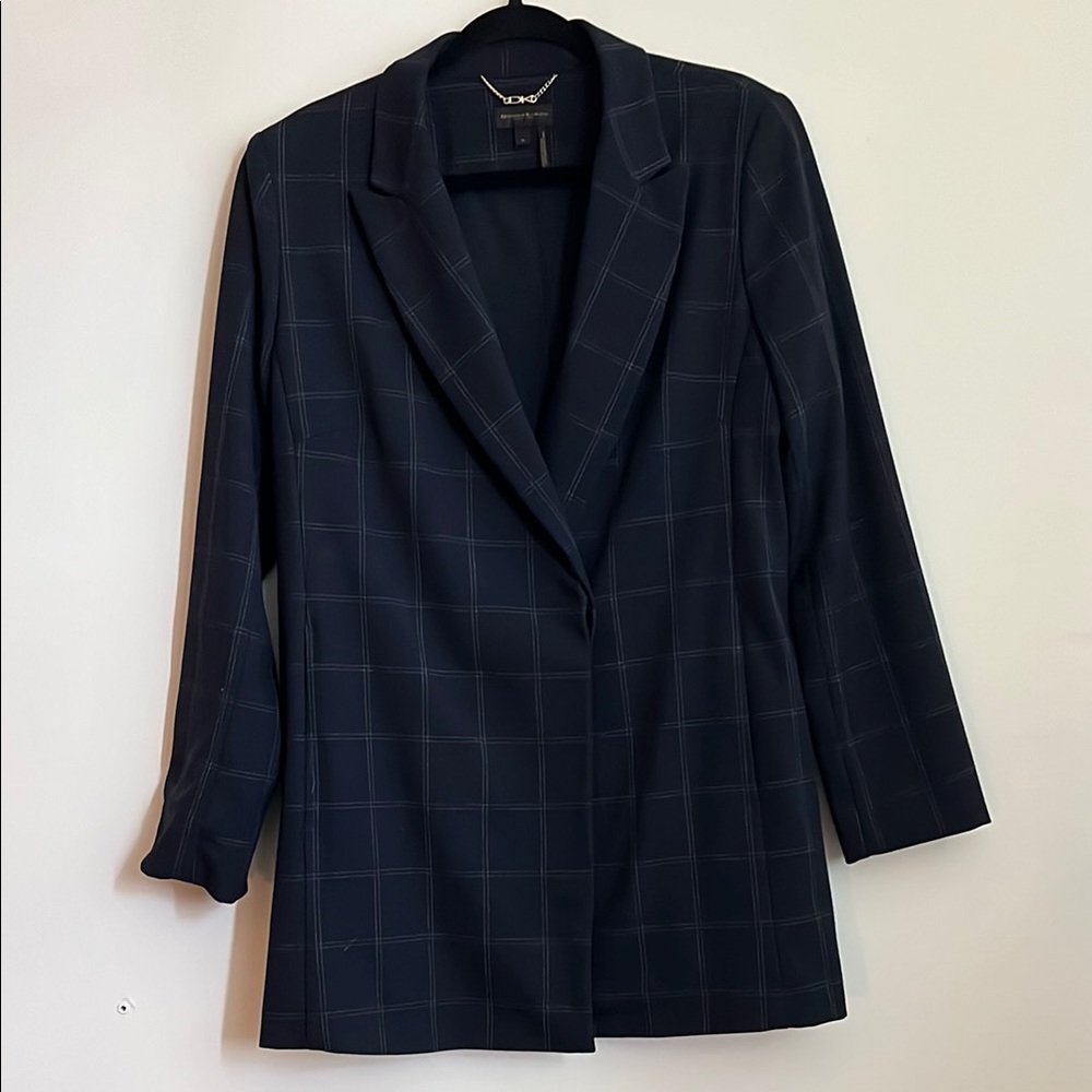 Donna Karan Blue Blazer with Structured Shoulders
